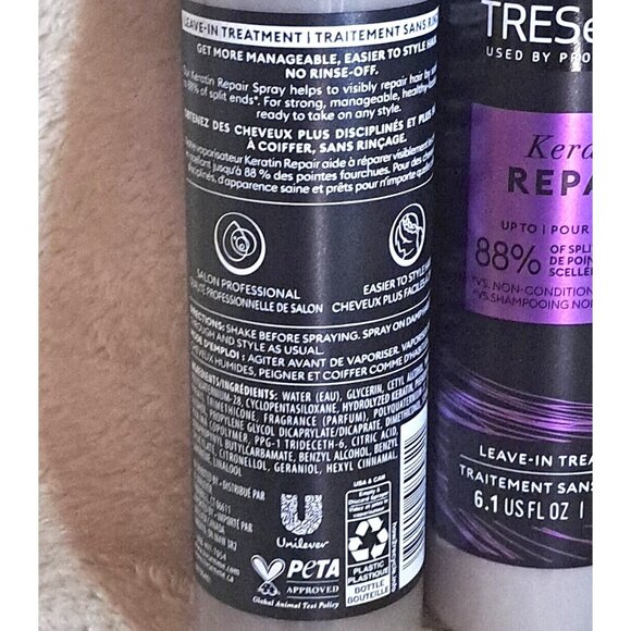 Tresemmé Keratin Repair Leave-In Treatment 6.1 Oz, 2-Pack, Split End Sealing & H - Picture 3 of 3